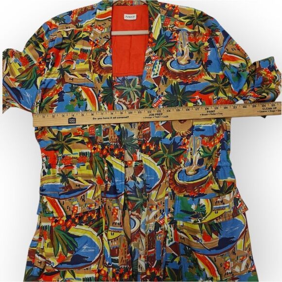 Tobria Lyocell Hawaiian Vibrant Red and Blue Casual Top Jacket Open Shirt Sz L - Picture 3 of 8